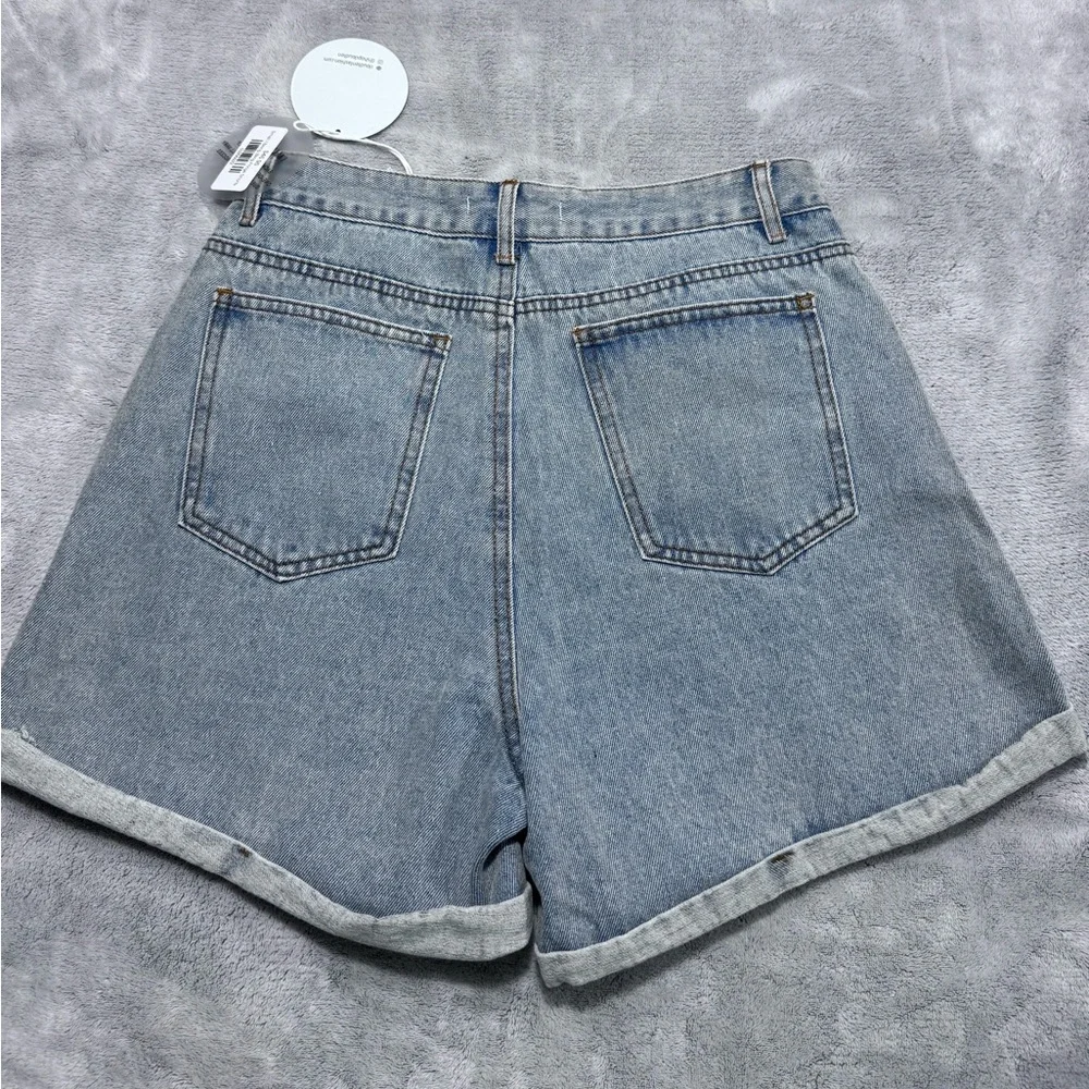 CLOUD TEN S BEING BLING FRINGE SHORTS CUFFED DENIM HI‎ WAIST RHINESTONES SEQUINS - Picture 3 of 8